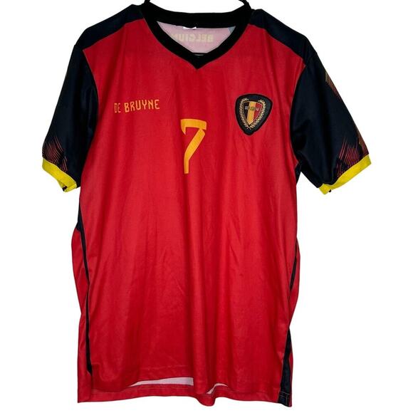Belgium Soccer/Football Team Men's T-Shirt Size L - De Bruyne 7 On The Back - Picture 1 of 5